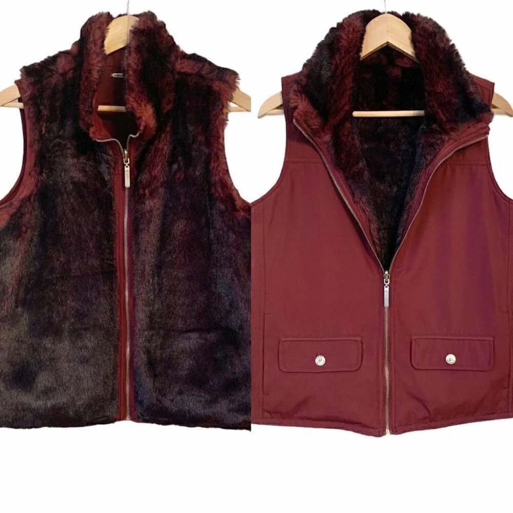 Burgundy Faux Fur Reversible 2 in 1 Vest